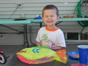 Birthday boy and fish cake