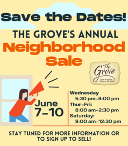 Grove Neighborhood Sale Save the Date 2022